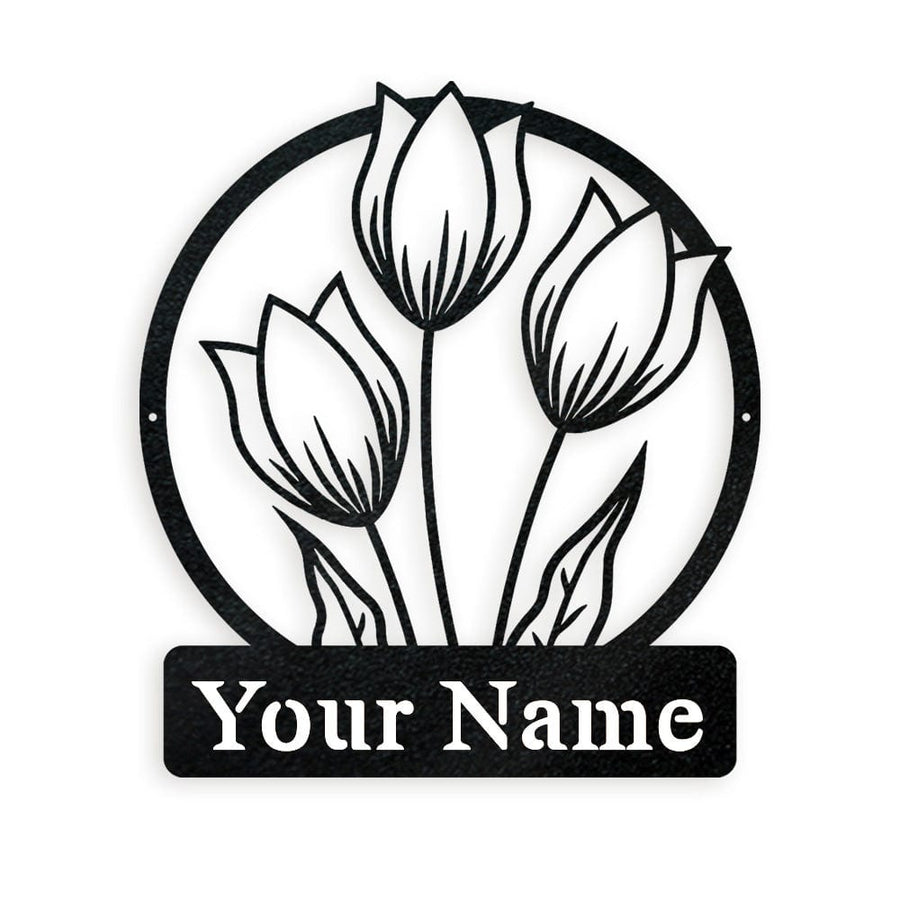 Wall flower Monogram Tulips - Metal Sign