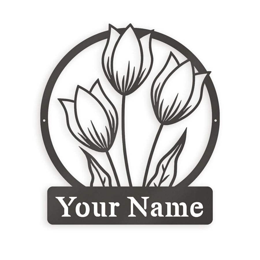 Wall flower Monogram Tulips - Metal Sign
