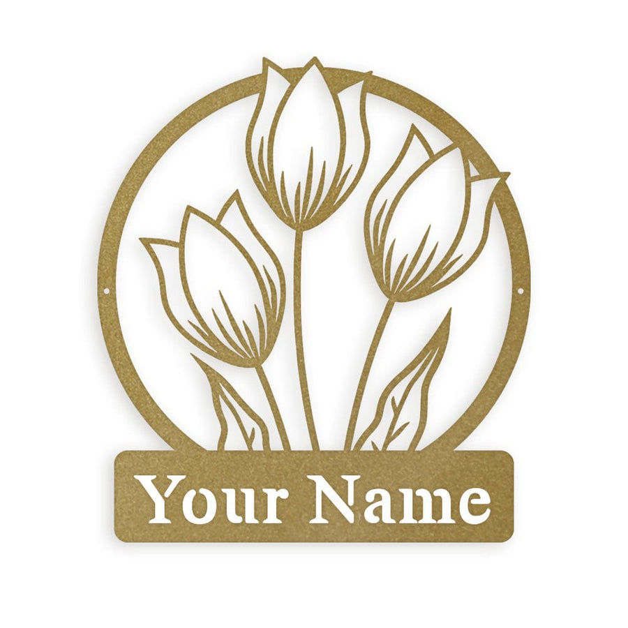 Wall flower Monogram Tulips - Metal Sign