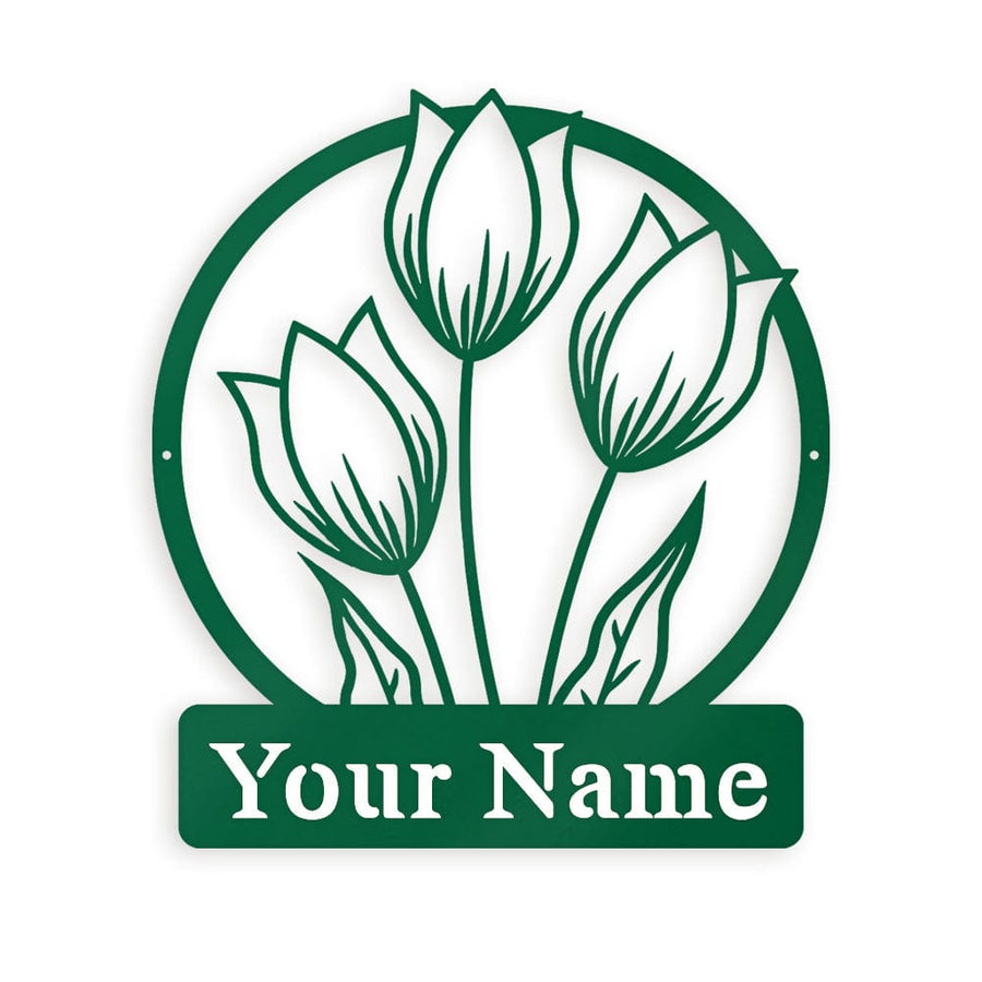 Wall flower Monogram Tulips - Metal Sign