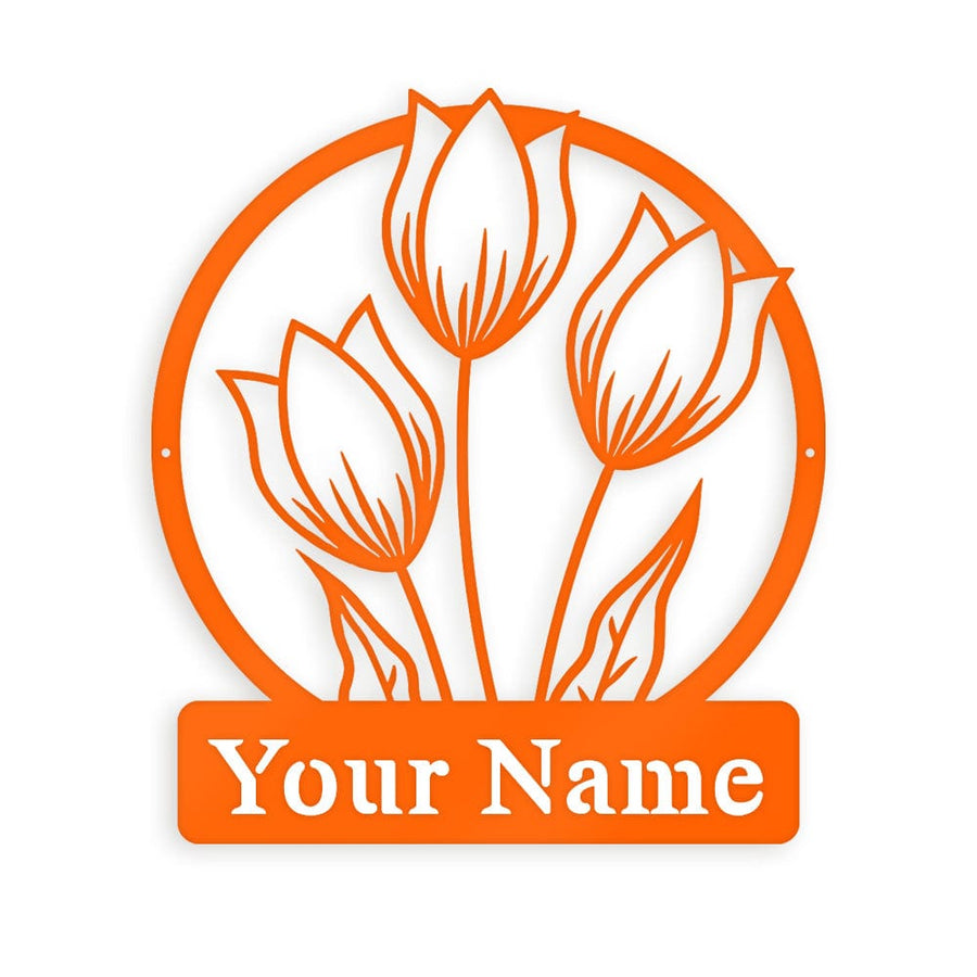 Wall flower Monogram Tulips - Metal Sign