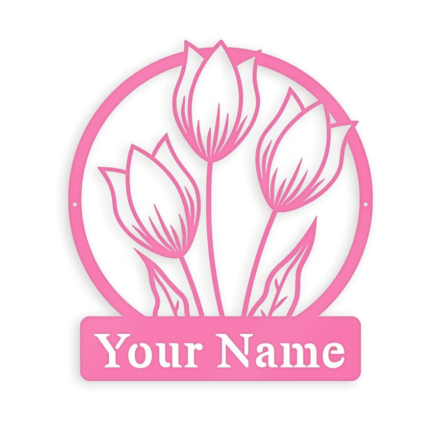 Wall flower Monogram Tulips - Metal Sign