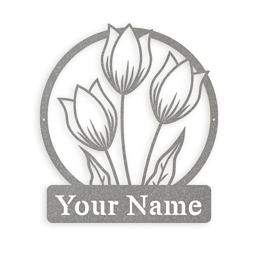 Wall flower Monogram Tulips - Metal Sign