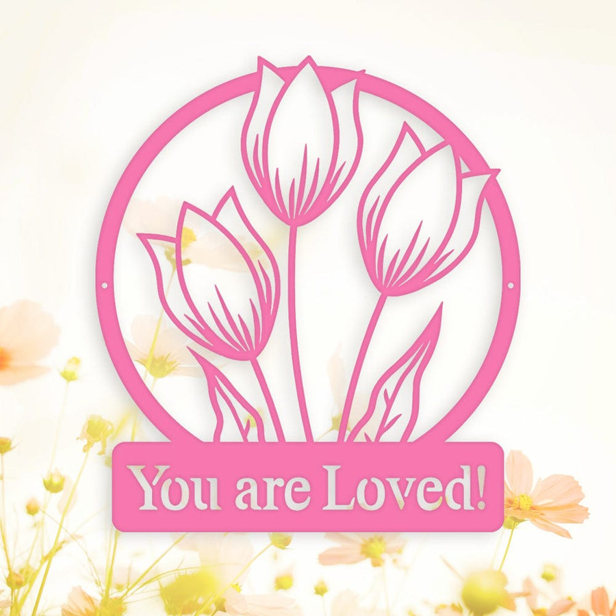Wall flower Monogram Tulips - Metal Sign