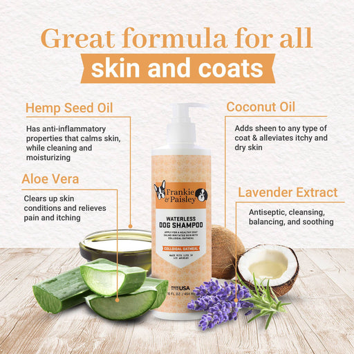 Waterless Dog Shampoo - Colloidal Oatmeal - 7.1oz Pet Grooming Frankie and Paisley Pet Products 