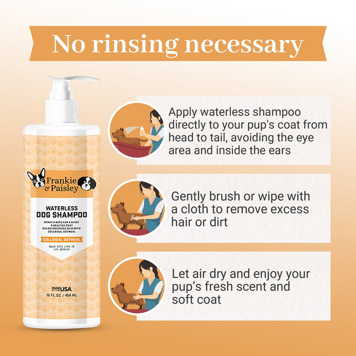 Waterless Dog Shampoo - Colloidal Oatmeal - 7.1oz Pet Grooming Frankie and Paisley Pet Products 
