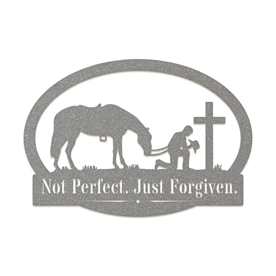 Western Cowboy and His Horse Kneeling Monogram