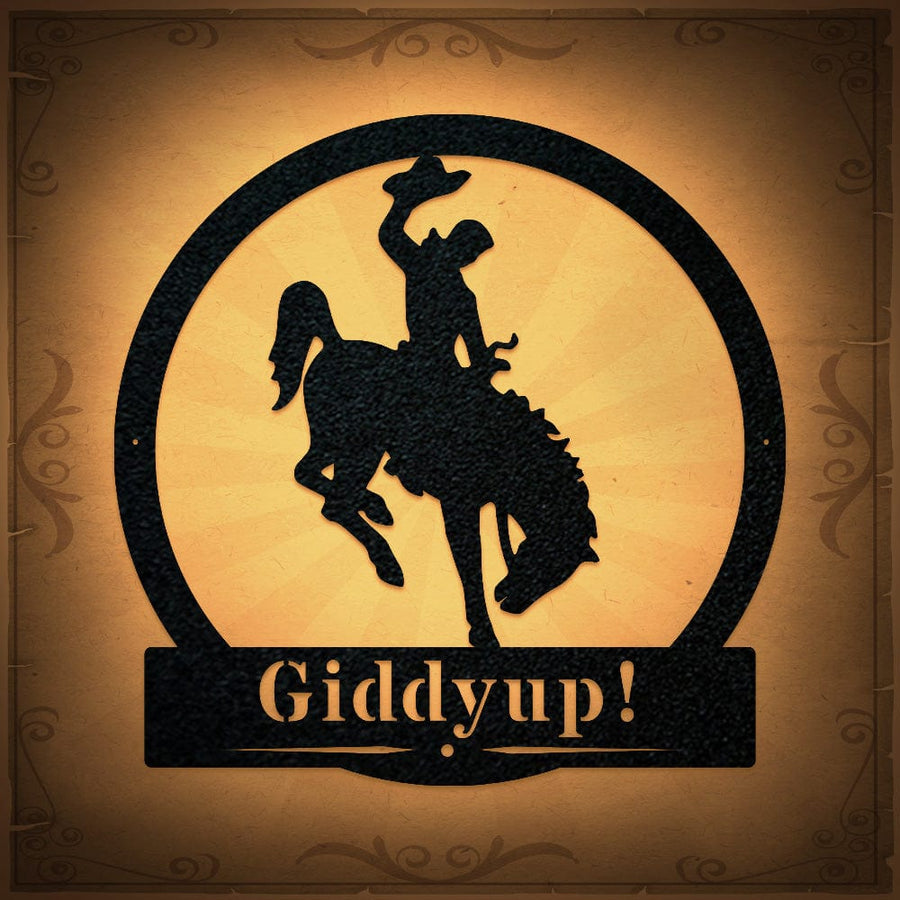 Western Cowboy on Bucking Bronco Monogram