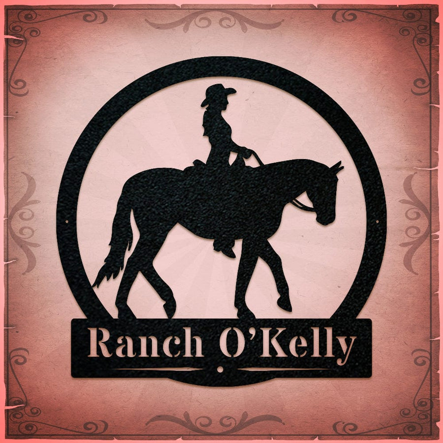 Western Cowgirl on Horseback Monogram
