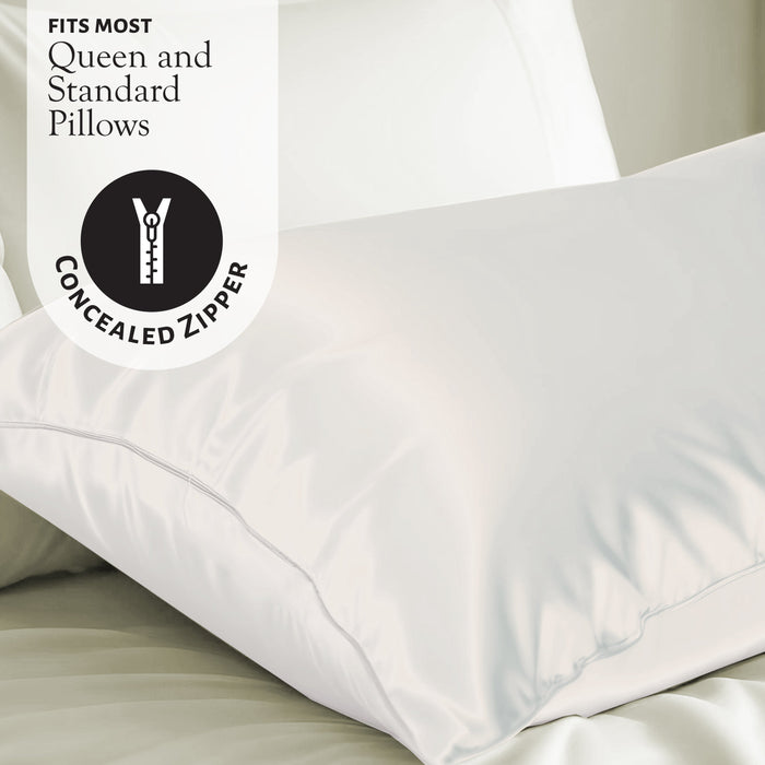 Market Fresh Beauty Mulberry Silk Sleep Set, Pillowcase, Eye Mask and Hair Scrunchie, Silk, White