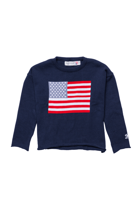 Women's American Flag Knit Cropped Crew