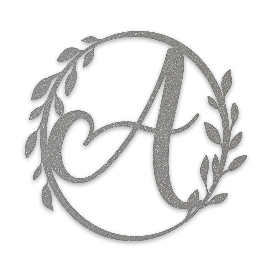 Wreath Monogram Sign - Custom Metal Wall Sign for Front Porch Decor
