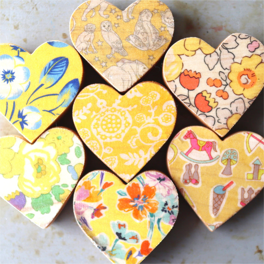 Fabric-Faced Wooden Hearts