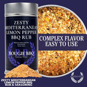 Zesty Mediterranean Lemon Pepper BBQ Rub & Seasoning Bougie BBQ Gustus Vitae
