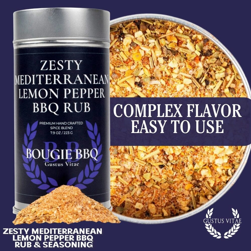 Zesty Mediterranean Lemon Pepper BBQ Rub & Seasoning Bougie BBQ Gustus Vitae