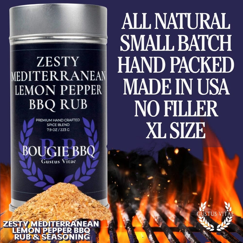 Zesty Mediterranean Lemon Pepper BBQ Rub & Seasoning Bougie BBQ Gustus Vitae