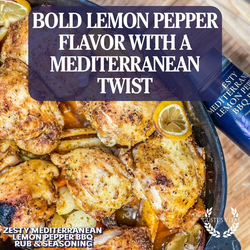 Zesty Mediterranean Lemon Pepper BBQ Rub & Seasoning Bougie BBQ Gustus Vitae
