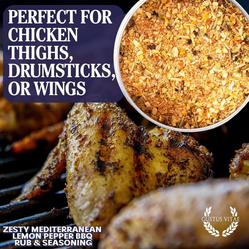 Zesty Mediterranean Lemon Pepper BBQ Rub & Seasoning Bougie BBQ Gustus Vitae